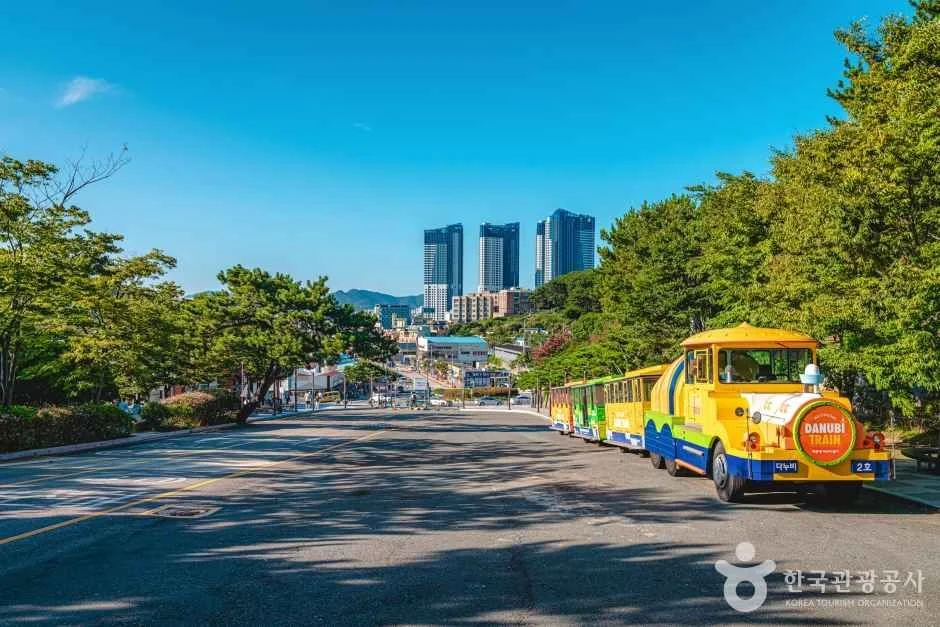 태종대 순환도로를 달리는 다누비열차