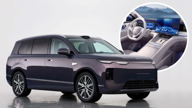 BYD 씨라이언8 콘셉트 버전의 실내 대시보드와 계기판 디자인