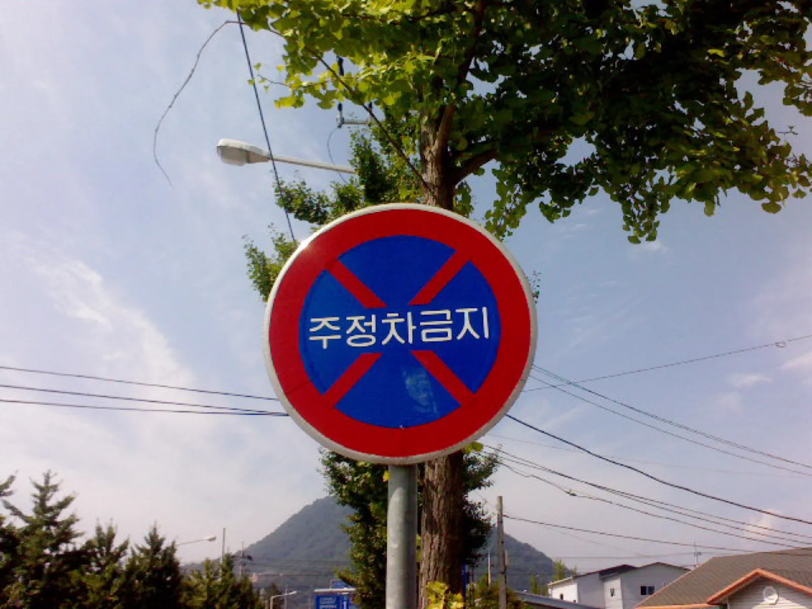 푸른 바탕에 붉은 X 표시와 