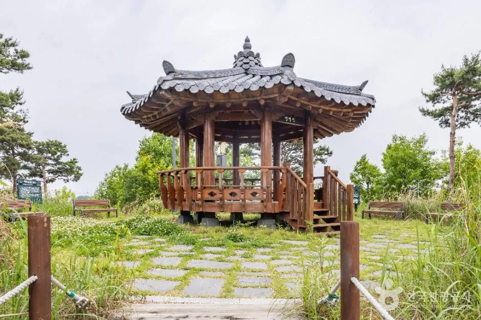 청주 생명누리공원 안의 정자와 산책로