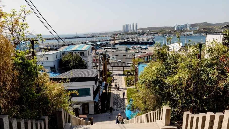 구룡포 항구가 내려다보이는 돌계단과 골목
