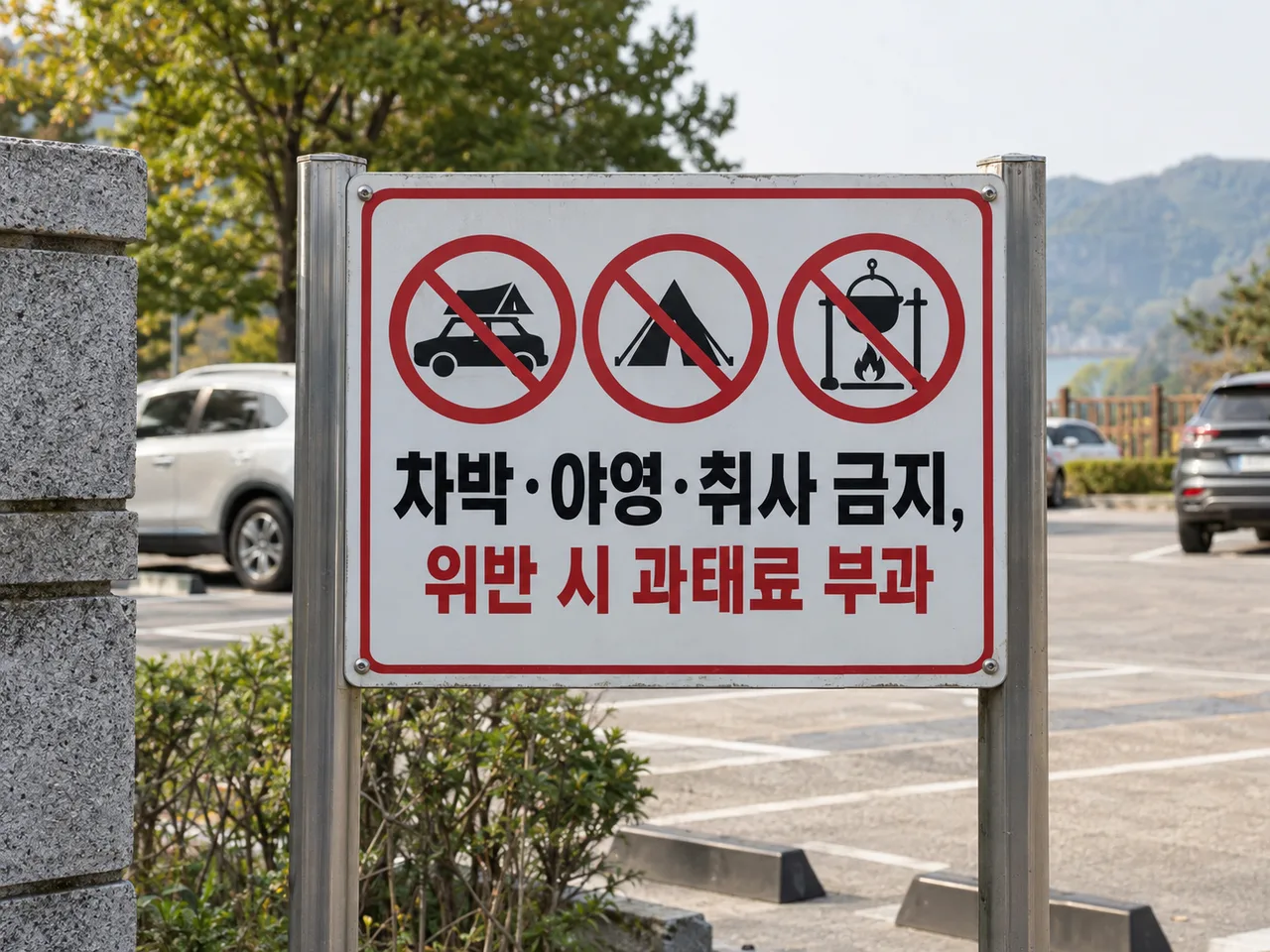 차박·야영·취사 금지 안내판 예시 이미지