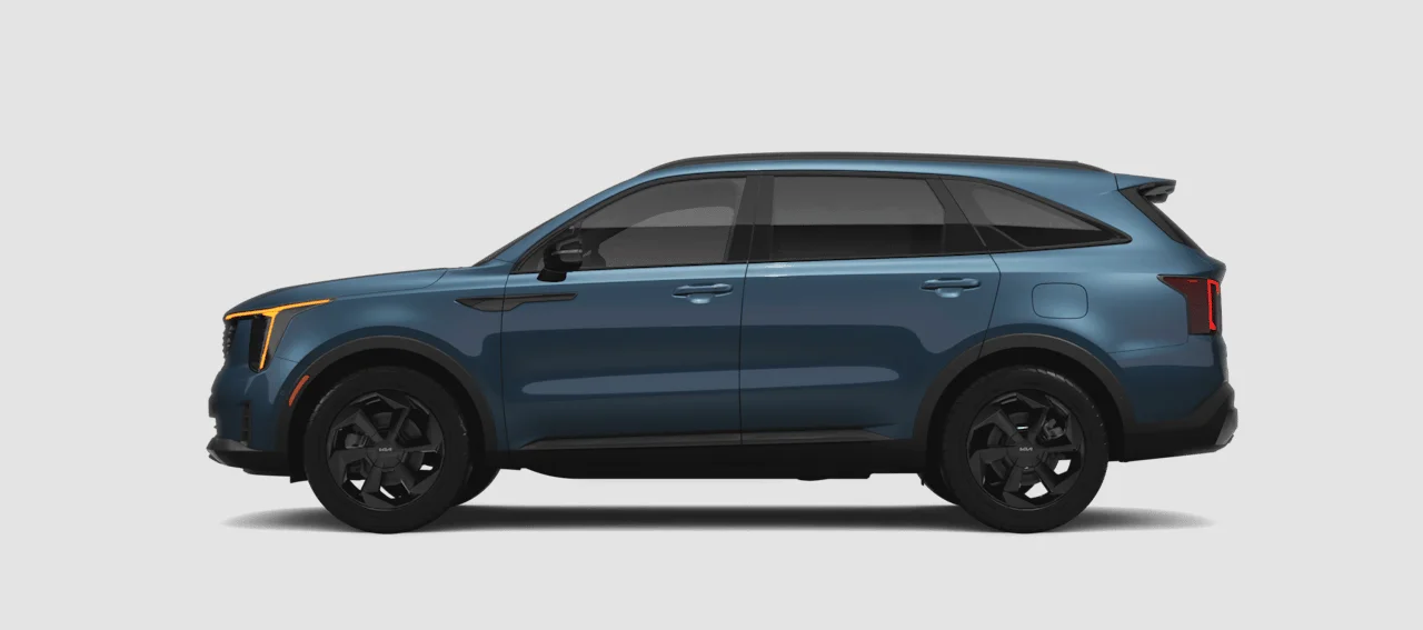 파란색 2027 기아 쏘렌토 하이브리드 X-Line SX-Prestige AWD 측면 렌더링